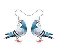 RAIDIN Acrylic Colorful Pigeon Dove Bird Dangle Drop Earrings for Women Girls Cute Animal Bird Hypoallergenic Hook Earrings Jewelry Gifts for Mom Party Charms (Blue)