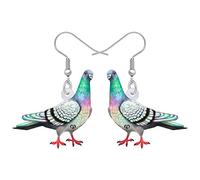 RAIDIN Acrylic Colorful Pigeon Dove Bird Dangle Drop Earrings for Women Girls Cute Animal Bird Hypoallergenic Hook Earrings Jewelry Gifts for Mom Party Charms (Green)