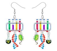 RAIDIN Acrylic Colorful Science Laboratory Microscope Teacher Dangle Earrings for Women Girls Biology Chemistry Teacher Appreciation Jewelry Gifts for Back to school (DNA Earrings A)