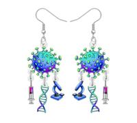 RAIDIN Acrylic Colorful Science Laboratory Microscope Teacher Dangle Earrings for Women Girls Biology Chemistry Teacher Appreciation Jewelry Gifts for Back to school (Virus)