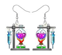 RAIDIN Acrylic Colorful Science Laboratory Microscope Teacher Dangle Earrings for Women Girls Biology Chemistry Teacher Appreciation Jewelry Gifts for Back to school (Beaker Earring)