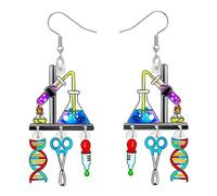 RAIDIN Acrylic Colorful Science Laboratory Microscope Teacher Dangle Earrings for Women Girls Biology Chemistry Teacher Appreciation Jewelry Gifts for Back to school (DNA Earring)