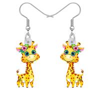 RAIDIN Acrylic Cute Anime Hamster Fox Giraffe Earrings for Women Girls Animal Charms Dangle Hook Earrings Jewellery Gifts for Party Animal Lovers (Giraffe)