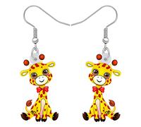 RAIDIN Acrylic Cute Anime Hamster Fox Giraffe Earrings for Women Girls Animal Charms Dangle Hook Earrings Jewellery Gifts for Party Animal Lovers (Giraffe)