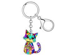 RAIDIN Acrylic Cute Cat Charm for Women Girls Cat Keychain Key Ring for Car Purse Bags Keys Pets Lovers Gifts Accessories (Multi4)