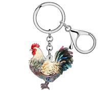 RAIDIN Acrylic Cute Chicken Hen Rooster Keychain for Women Key Rings Gifts for Car Purse Bags Keys Pet Lovers Accessories (Bone)