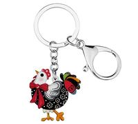 RAIDIN Acrylic Cute Chicken Hen Rooster Keychain for Women Key Rings Gifts for Car Purse Bags Keys Pet Lovers Accessories (Grey)