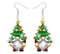 RAIDIN Acrylic Cute Christmas Dwarf Gnome Earrings Santa Claus Holiday Hypoallergenic Dangle Jewellery for Women Mom Festival Party Gnomes Gifts Decorations (Green)