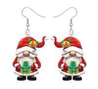 RAIDIN Acrylic Cute Christmas Dwarf Gnome Earrings Santa Claus Holiday Hypoallergenic Dangle Jewellery for Women Mom Festival Party Gnomes Gifts Decorations (Pink)
