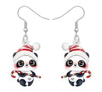 RAIDIN Acrylic Cute Christmas Earrings for Women Girls Kids Novelty Anime Panda Dangle Hook Earrings Jewelry Gifts for Holiday Party Decorations (White)