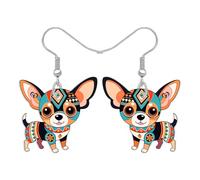 RAIDIN Acrylic Cute Dog Mom Gifts Chihuahua Dangle Earrings Boho Gifts for Dog Lovers Funny Pets Puppy Bohemian Design Unique Jewellery for Women Ladies Charms (Brown)