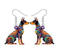 RAIDIN Acrylic Cute Dog Mom Gifts Doberman Dangle Earrings Boho Gifts for Women Dog Lovers Funny Puppy Design Unique Jewellery for Ladies Pets Owners Charms (Colorful)