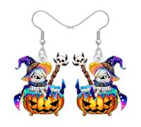 RAIDIN Acrylic Cute Halloween Ghost Dangle Earrings Holiday Gifts for Women, Gothic Scythe with Creepy Eyeballs Design, Spooky Halloween Costume Jewellery Accessories (Multicolour)