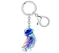 RAIDIN Acrylic Cute Ocean Animal Crab Jellyfish Shark Turtle Octopus Keychain Charm Key Ring Gifts for Women Car Purse Keys (Jellyfish)