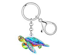 RAIDIN Acrylic Cute Ocean Animal Crab Jellyfish Shark Turtle Octopus Keychain Charm Key Ring Gifts for Women Car Purse Keys (Turtle)
