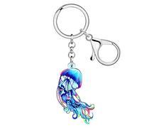 RAIDIN Acrylic Cute Ocean Animal Crab Jellyfish Shark Turtle Octopus Keychain Charm Key Ring Gifts for Women Car Purse Keys (Jellyfish)