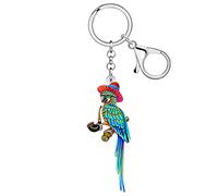 RAIDIN Acrylic Cute Parrot Scarlet Macaw Keychain Charm for Women Key Ring Gifts for Car Purse Keys Pet Lovers Accessories (Navy)