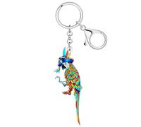RAIDIN Acrylic Cute Pirate Series Halloween Parrot Keychain for Women Girls Scarlet Macaw Key Ring Gifts for Bird Lovers (Red)