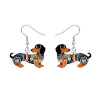 RAIDIN Acrylic Cute Weiner Dog Gifts Dachshund Dangle Earrings Boho Gifts for Dog Lovers Funny Pets Puppy Bohemian Design Unique Jewellery for Women Mom Ladies (Brown)