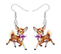 RAIDIN Acrylic Cute Woodland Deer Fawn Dangle Earrings Gifts for Women, Cartoon Reindeer Hypoallergenic Jewellery for Animal Lovers Accessories (Brown)