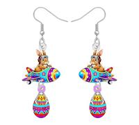 RAIDIN Acrylic Easter Eggs Cute Bunny Rabbit Dangle Earrings Easter Gifts for Women Adults, Novelty Bunnies Hrae Earrings Spring Holiday Jewelry Party Decorations Charms, M, Acrylic Stainless Steel