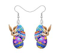 RAIDIN Acrylic Easter Eggs Gift Bunny Rabbit Earrings for Women Cute Hare Hypoallergenic Jewellery for Animal Lovers Holiday Party Decor (Multi)