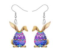 RAIDIN Acrylic Easter Eggs Gift Bunny Rabbit Earrings for Women Cute Hare Hypoallergenic Jewellery for Animal Lovers Holiday Party Decor (Purple)
