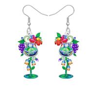 RAIDIN Acrylic Fun Hawaiian Tropical Cocktail Fruit Drink Wine Glass Earrings Dangle for Women Cute Butterfly with Flower Margarita Earrings Summer Jewellery for Beach Holiday Gifts (Grape)