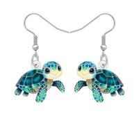 RAIDIN Acrylic Fun Tropical Sea Turtle Dangle Earrings Cute Anime Ocean Animals Dangling Marine Summer Jewellery Ornament Gifts for Women Beach Lovers Vacation Accessories (Green)