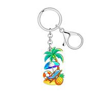 RAIDIN Acrylic Funny Hawaii Coconut Tree Beach Keychain Crab Key Chains for Women Girls Car Keys Wallet Beach Lovers Gifts (Yellow)