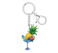 RAIDIN Acrylic Funny Hawaii Tropical Fruit Cocktail Margarita Keychain Keyring Beach Gifts for Women Girls Car Keys Wallet (Pineapple)