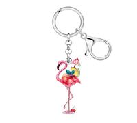 RAIDIN Acrylic Funny Hawaii Tropical Pink Flamingo Keychain Keyring Chain Beach Gifts for Women Car Keys Wallet Bird Lovers (Pink)