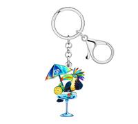 RAIDIN Acrylic Funny Hawaii Tropical Toucan Margarita Keychain Keyring Chains Beach Gifts for Women Car Keys Bag Bird Lovers (Blue)