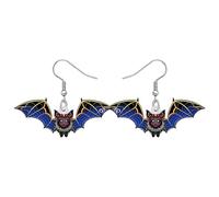 RAIDIN Acrylic Halloween Colorful Bat Vampire Earrings for Women Girls Cute Dangle Drop Halloween Hook Earrings Jewelry Gifts for Festivals Party Decoration (Blue)