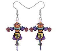 RAIDIN Acrylic Halloween Colorful Horror Scarecrow Earrings for Women Girls Cute Halloween Pumpkin Dangle Hook Earrings Jewelry for Festivals Party Gifts Decoration (Purple)