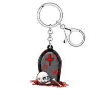 RAIDIN Acrylic Halloween Gifts Horror Black Cat Bat Grim Reaper Keychain Charm for Women Men Key Ring for Car Purse Bags Keys (Tombstone)