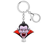 RAIDIN Acrylic Halloween Gifts Horror Black Cat Bat Grim Reaper Keychain Charm for Women Men Key Ring for Car Purse Bags Keys (Vampire)