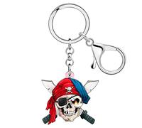 RAIDIN Acrylic Halloween Horror Sugar Skull Keychain for Women Men Key Ring for Car Purse Keys Halloween Gifts Accessories (Blue)