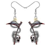 RAIDIN Acrylic Horror Death Skeleton Cat Mermaid Snake Bone Halloween Earrings for Women Girls Cute Dangle Drop Earrings Jewelry Gifts for Festivals Party (Snake Grim Reaper)