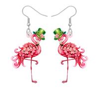 RAIDIN Acrylic Hot Pink Cute Flamingo Earrings Tropical Birds Animals Novelty Dangle Jewelry For Women Bird Lovers Hawaiian Charms Gifts, M, Acrylic, No Gemstone