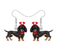 RAIDIN Acrylic Valentine's Day Cute Dog Dangle Earrings Gifts for Women Girls Kids Anime Doggy Pets Hypoallergenic Jewelry for Girlfriend Festival Birthday Decorations (Dachshund A)