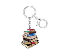 RAIDIN Acrylic Vintage Book Stack Keychain Cute Book Lovers Key Chains for Women Girls Car Keys Wallet Gifts Accessories (Beige)