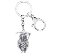 RAIDIN Alloy Gothic Skull Grim Reaper Keychain Key Ring Horror Halloween Gifts for Women Men Car Keys Bags Wallet Accessories (Silver)