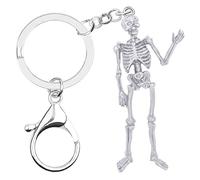 RAIDIN Alloy Horror Halloween Skeleton Keychain Key Ring Gothic Spooky Cool Gifts for Women Men Car Keys Wallet Accessories (Silver)