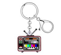 RAIDIN Cute Acrylic Valentines Day Funny Jukebox TV Cassette Tape Heart keychian keyring Charm for Women Car Purse Keys Gifts (Black)