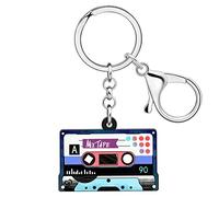 RAIDIN Cute Acrylic Valentines Day Funny Jukebox TV Cassette Tape Heart keychian keyring Charm for Women Car Purse Keys Gifts (Navy)