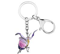 RAIDIN Enamel Alloy Cute 3D Praying Mantis Keychain for Women Girls Novelty Insect Key Ring for Men Key Car Purse Backpack (Purple)