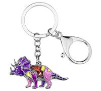 RAIDIN Enamel Alloy Cute Dinosaur Keychain for Women Girls Dragon Key Ring for Key Car Purse Backpack (Triceratops V)