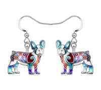 RAIDIN Enamel Alloy Cute Poodle French Bulldog Dog Dangle Earrings for Women Girls Charms Animal Hook Earrings Jewellery for Animal Lovers Gifts Accessories (Teal)