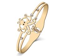 RAIDIN Gold Bangle Bracelet for Women Girls 18K Gold Plated Stainless Steel Dainty Rhinestone Crystal Accents Ocean Animal Octopus Cuff Bracelets Jewelry Gifts for Mom (Gold-051 Octopus)